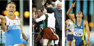 3 shots from the men's 2004 Olympic marathon race